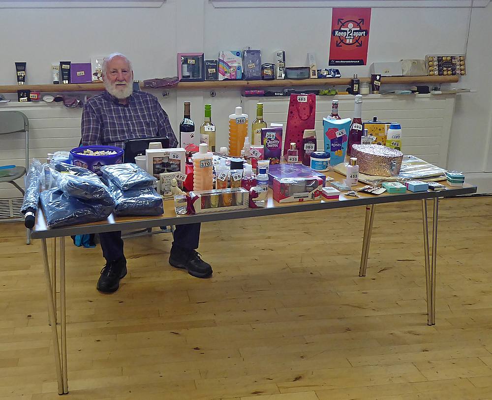 Howard Johnstone at the tombola stall